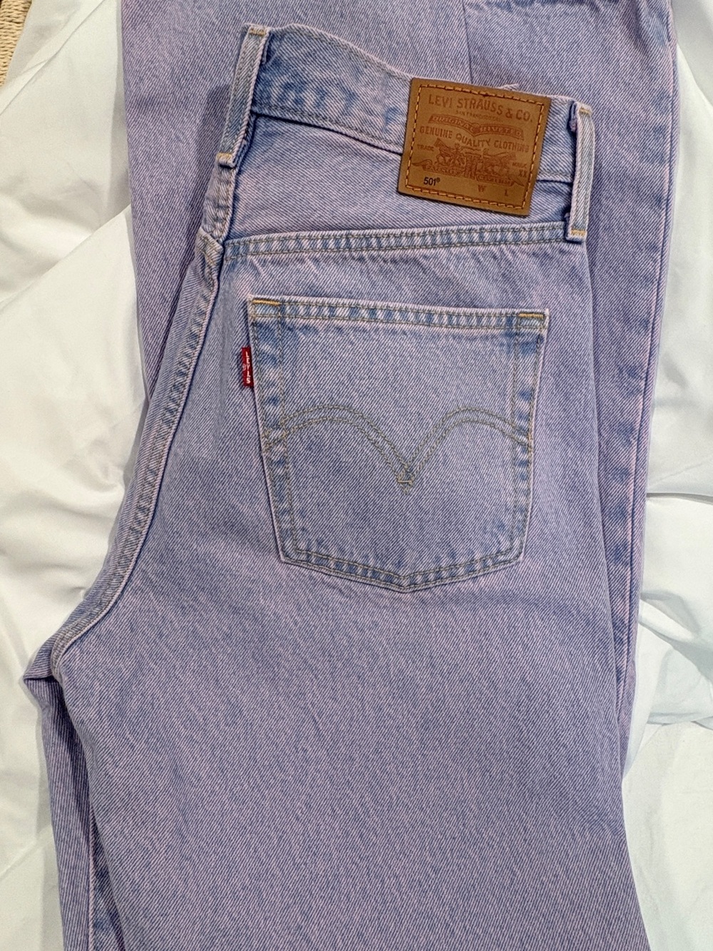 Levi’s Premium 501 Overdyed Pink Acid Wash Jeans Light Blue Purple 27